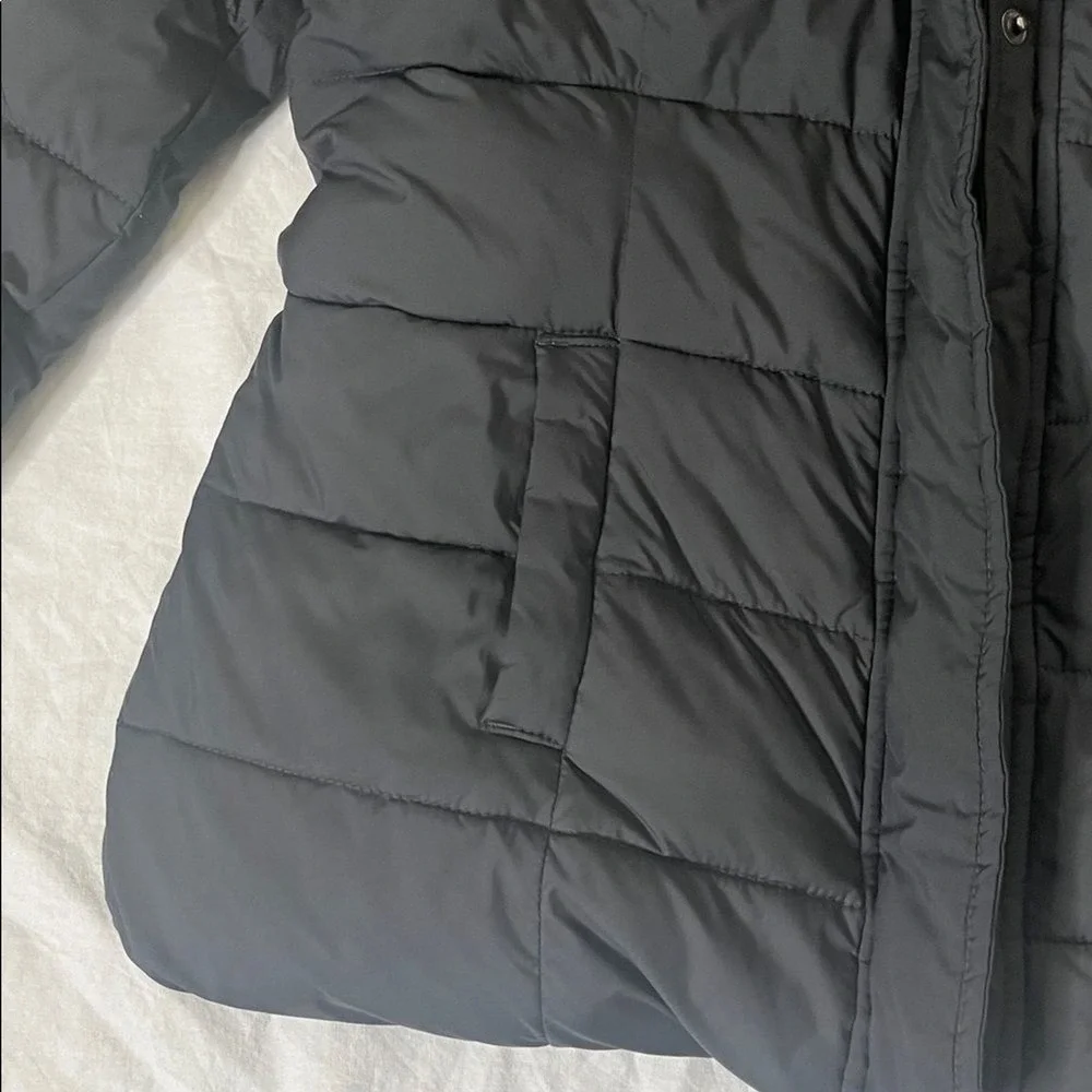 Y2K Abercrombie & Fitch Puffer Jacket Large Gray‎ Hooded Full Zip Fleece Lined